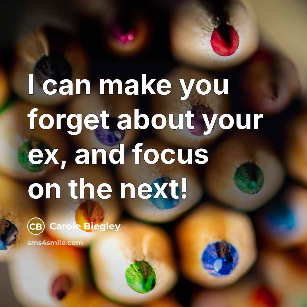 “I can make you forget about your ex, and focus on the next!” quote by Carole Biegley