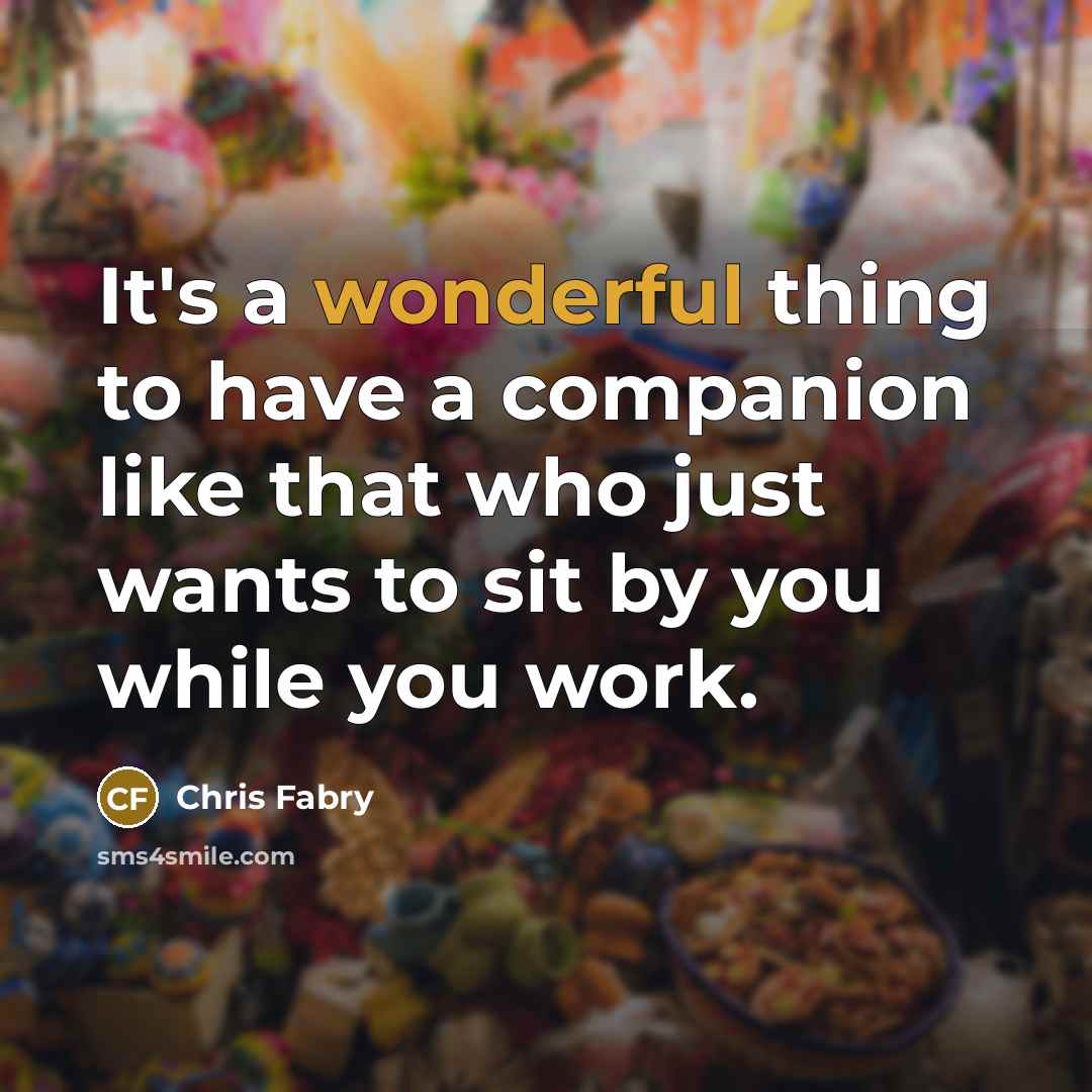 “It's a wonderful thing to have a companion like that…” quote by Chris Fabry
