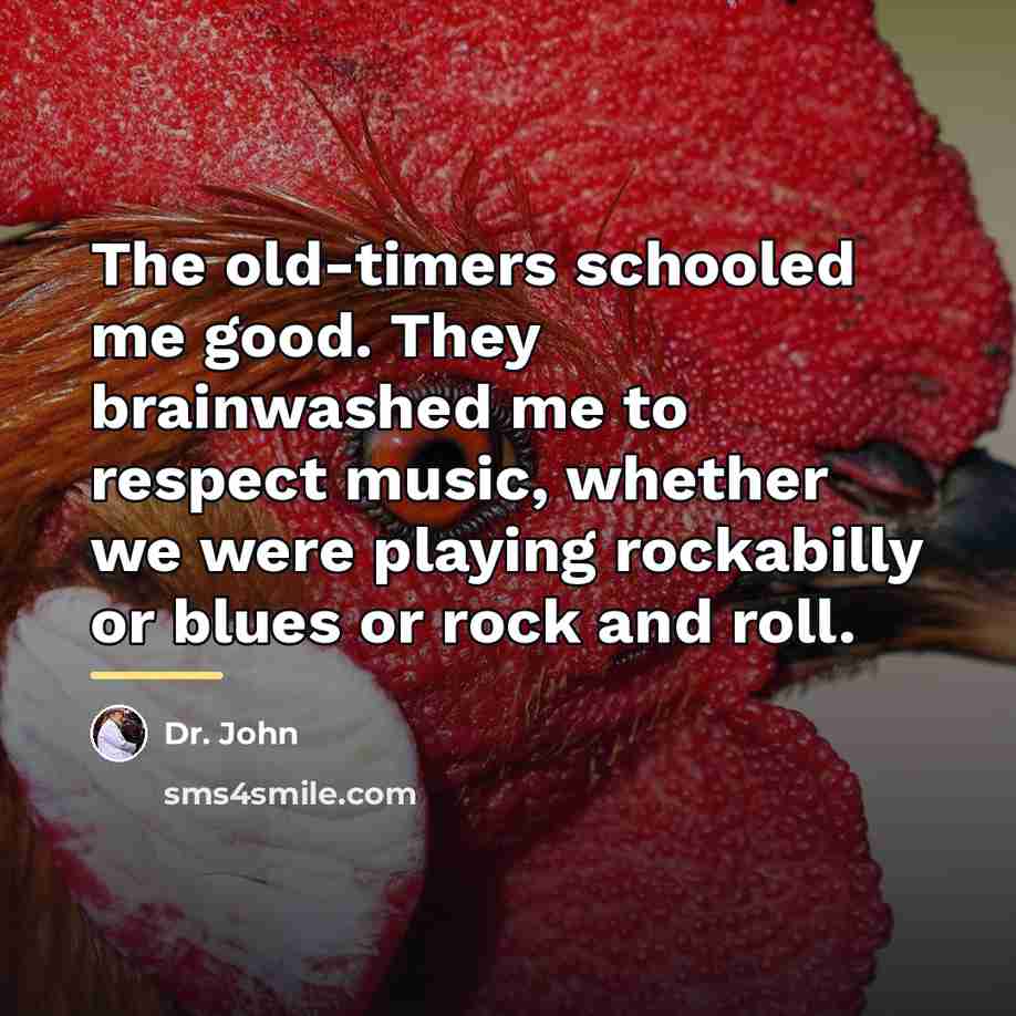 “The old-timers schooled me good. They brainwashed me to respect…” quote by Dr. John