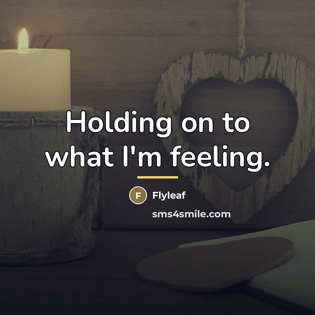 “Holding on to what I'm feeling.…” quote by Flyleaf