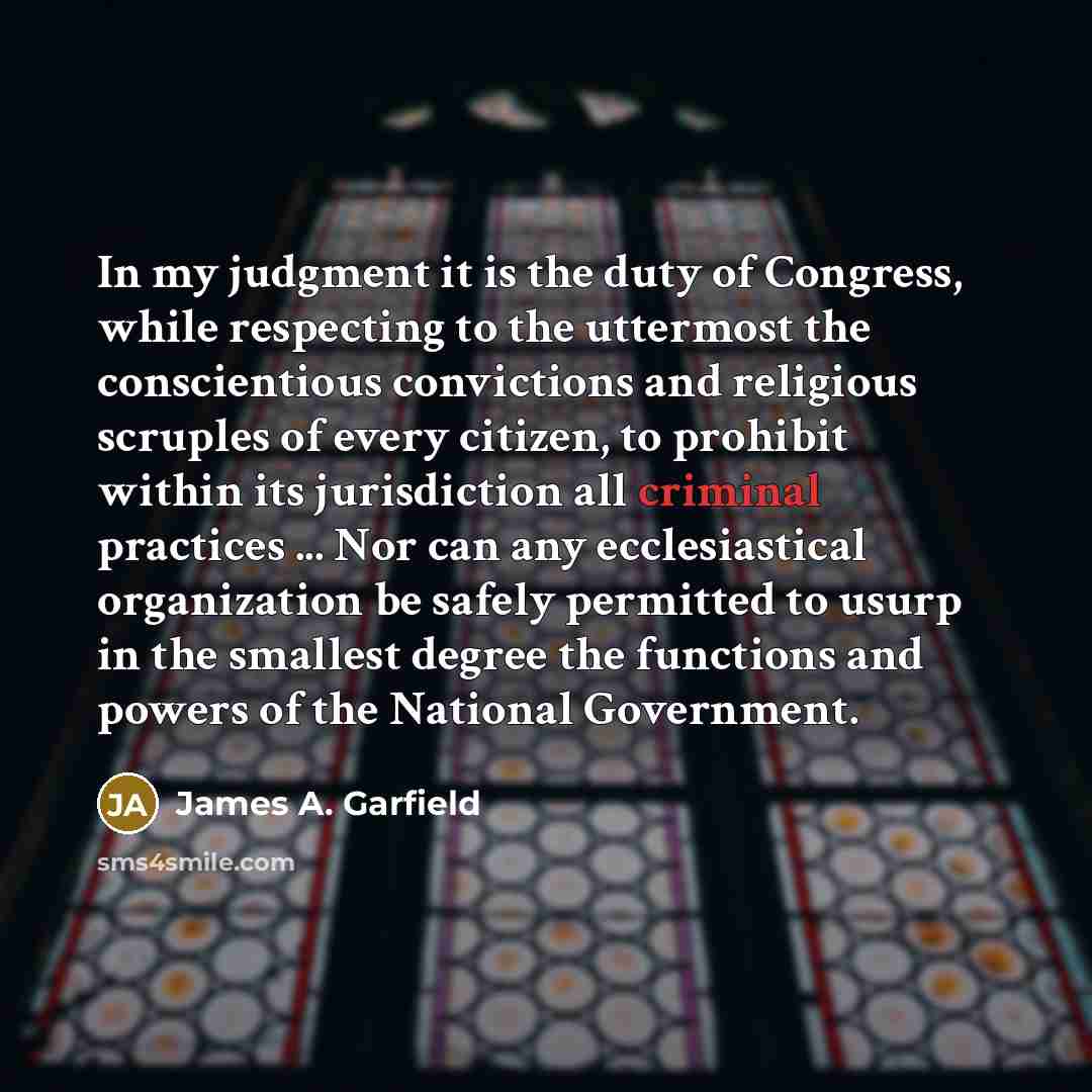 “In my judgment it is the duty of Congress, while…” quote by James A. Garfield