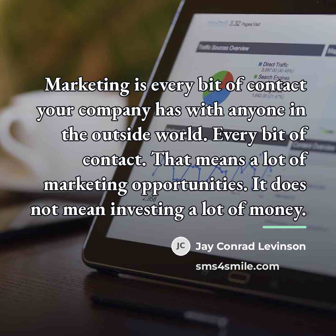 “Marketing is every bit of contact your company has with…” quote by Jay Conrad Levinson