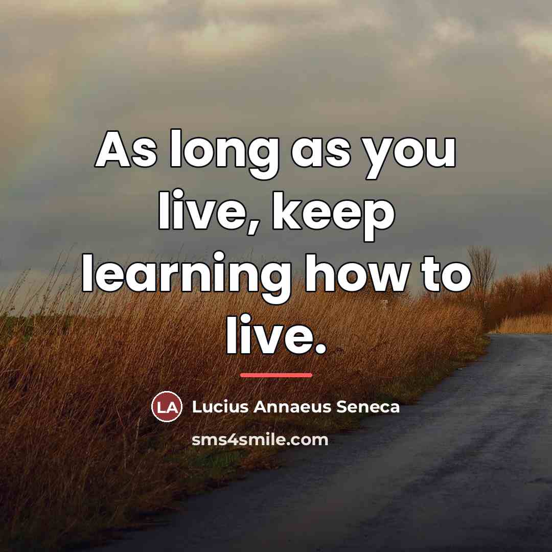 “As long as you live, keep learning how to live.…” quote by Lucius Annaeus Seneca