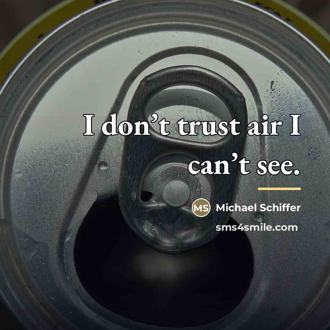 “I don’t trust air I can’t see.…” quote by Michael Schiffer