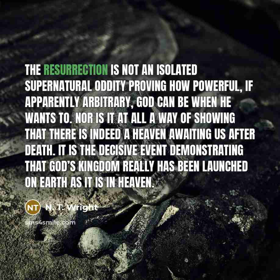 “The resurrection is not an isolated supernatural oddity proving how…” quote by N. T. Wright