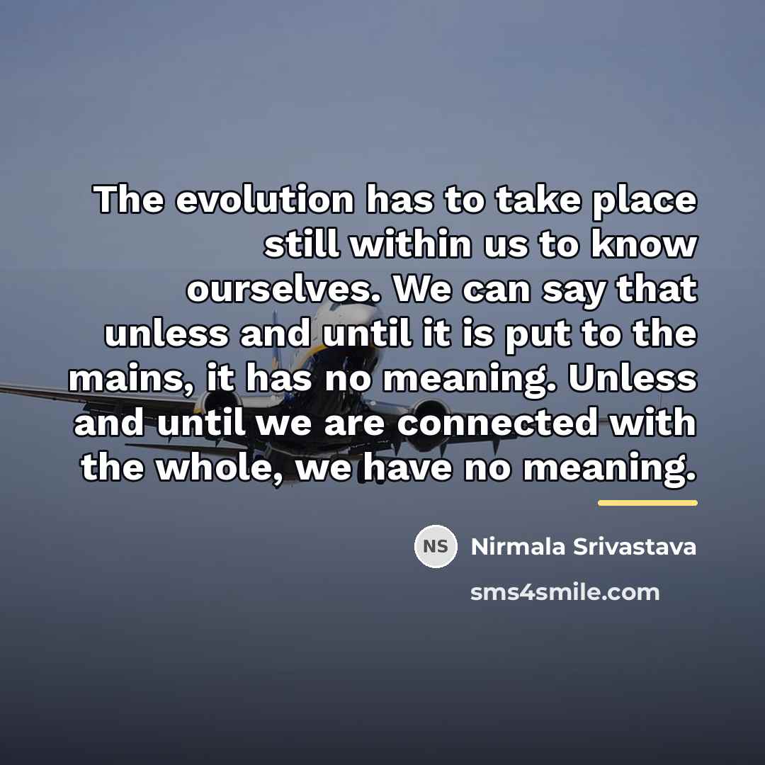 “The evolution has to take place still within us to…” quote by Nirmala Srivastava