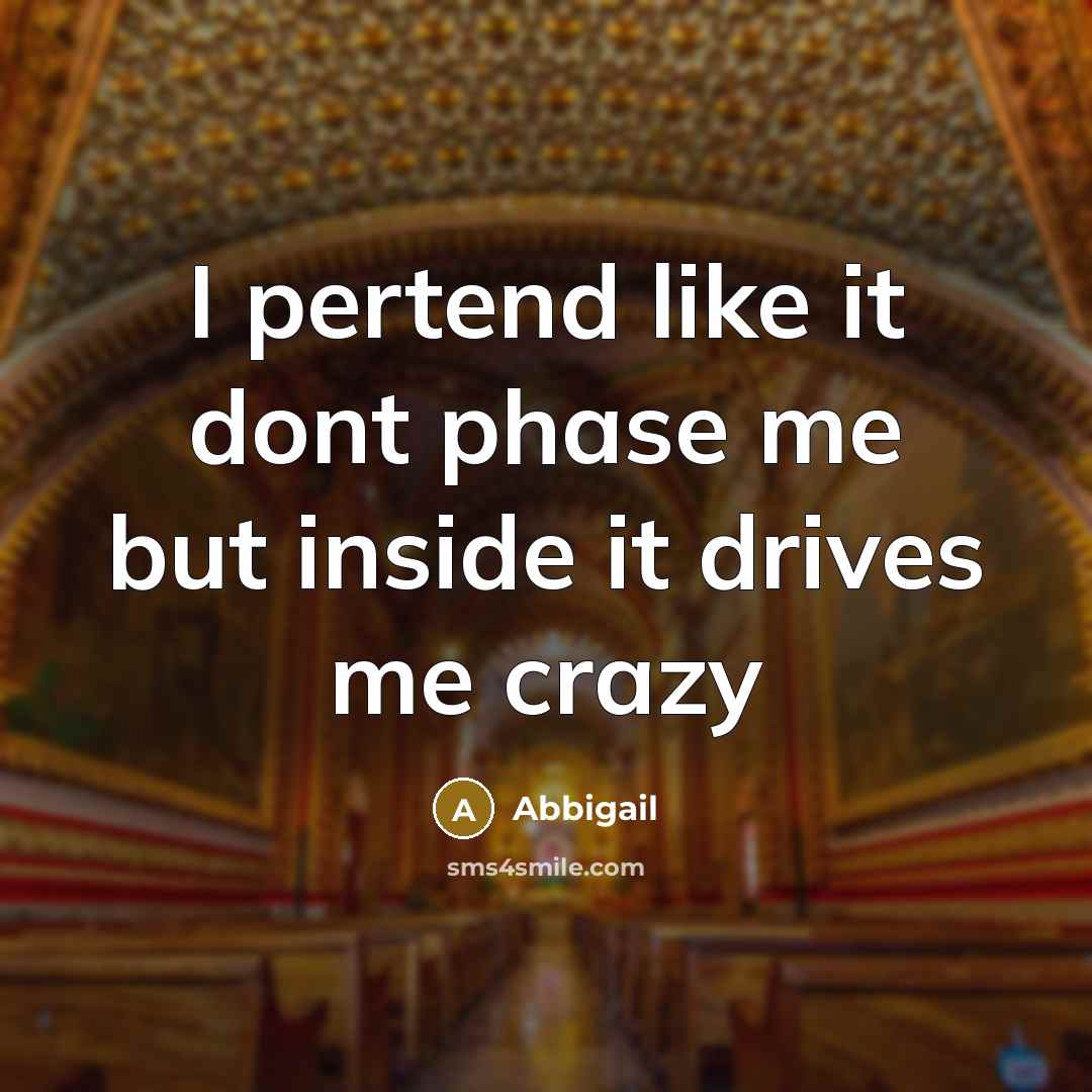 “I pertend like it dont phase me but inside it drives me crazy” quote by Abbigail