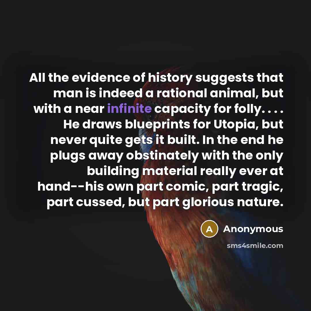“All the evidence of history suggests that man is indeed…” quote by Anonymous