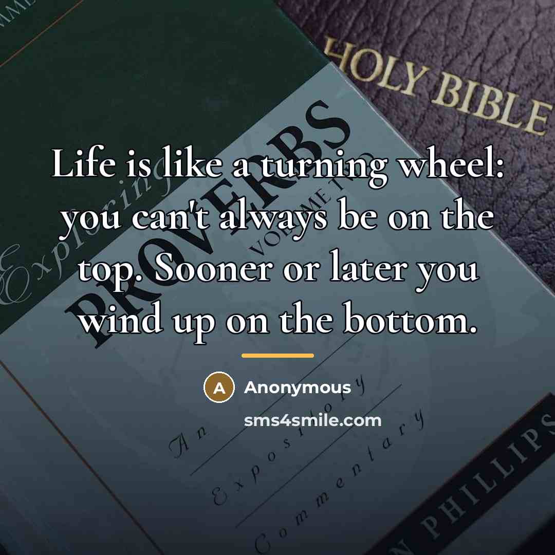 “Life is like a turning wheel: you can't always be…” quote by Anonymous