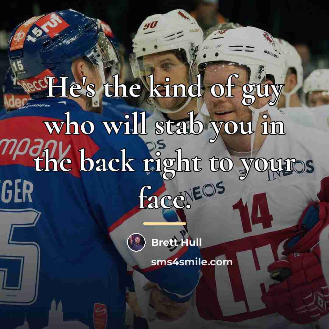 “He's the kind of guy who will stab you in…” quote by Brett Hull