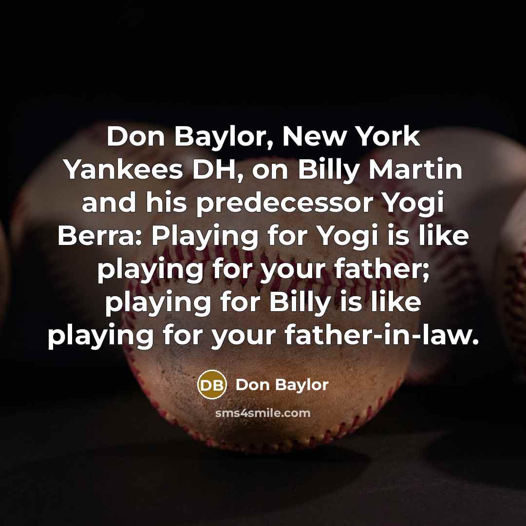“Don Baylor, New York Yankees DH, on Billy Martin and…” quote by Don Baylor