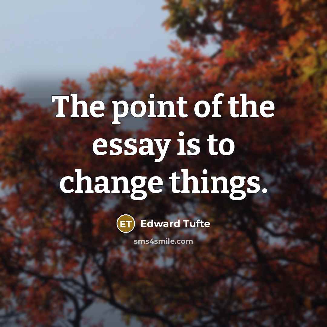“The point of the essay is to change things.…” quote by Edward Tufte