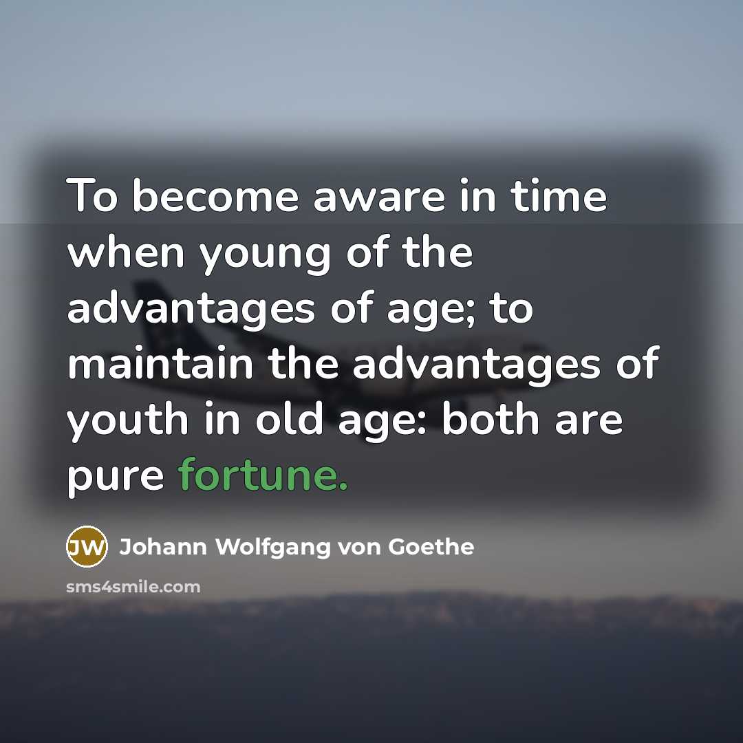 “To become aware in time when young of the advantages…” quote by Johann Wolfgang von Goethe