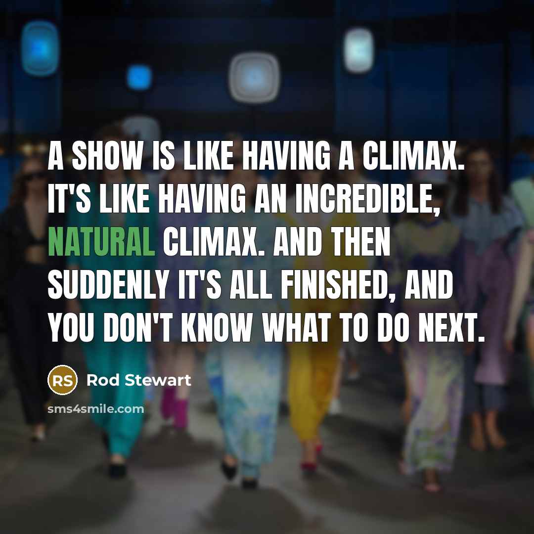 “A show is like having a climax. It's like having…” quote by Rod Stewart
