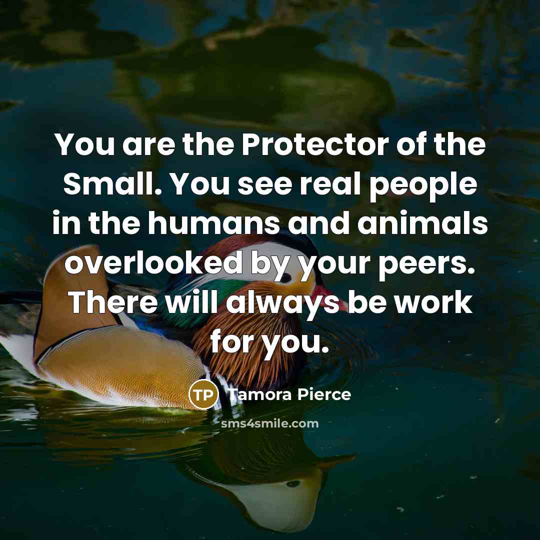 “You are the Protector of the Small. You see real…” quote by Tamora Pierce
