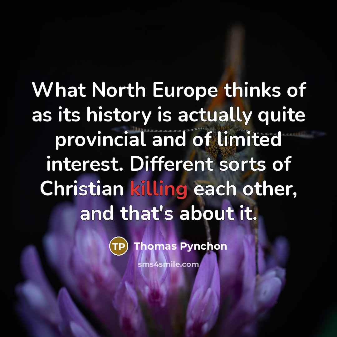 “What North Europe thinks of as its history is actually…” quote by Thomas Pynchon