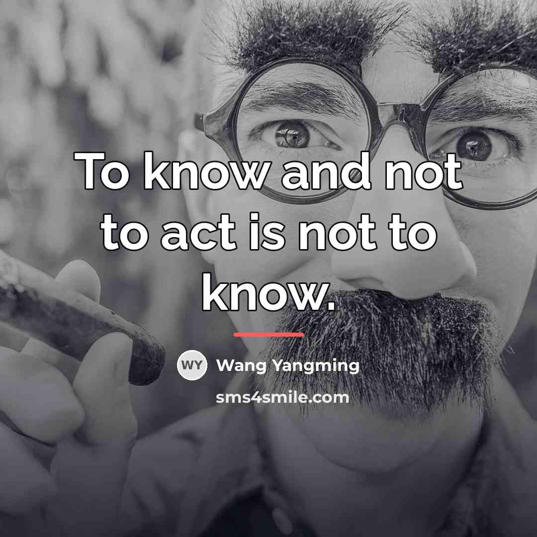 “To know and not to act is not to know.…” quote by Wang Yangming