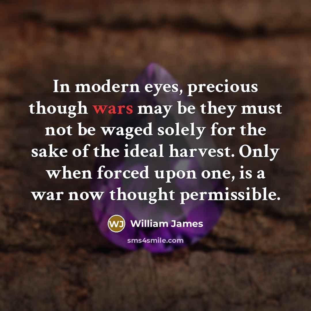 “In modern eyes, precious though wars may be they must…” quote by William James