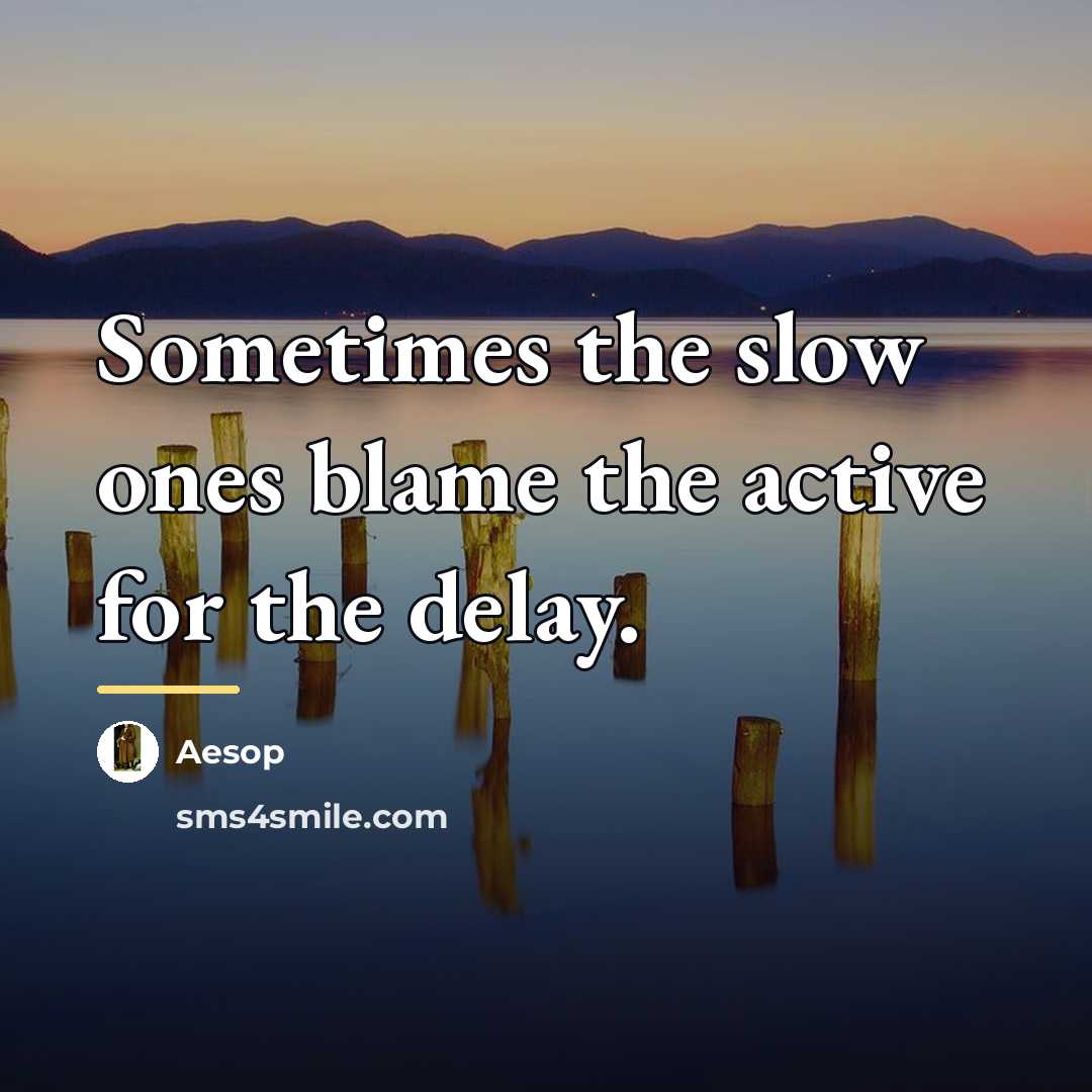 “Sometimes the slow ones blame the active for the delay.…” quote by Aesop