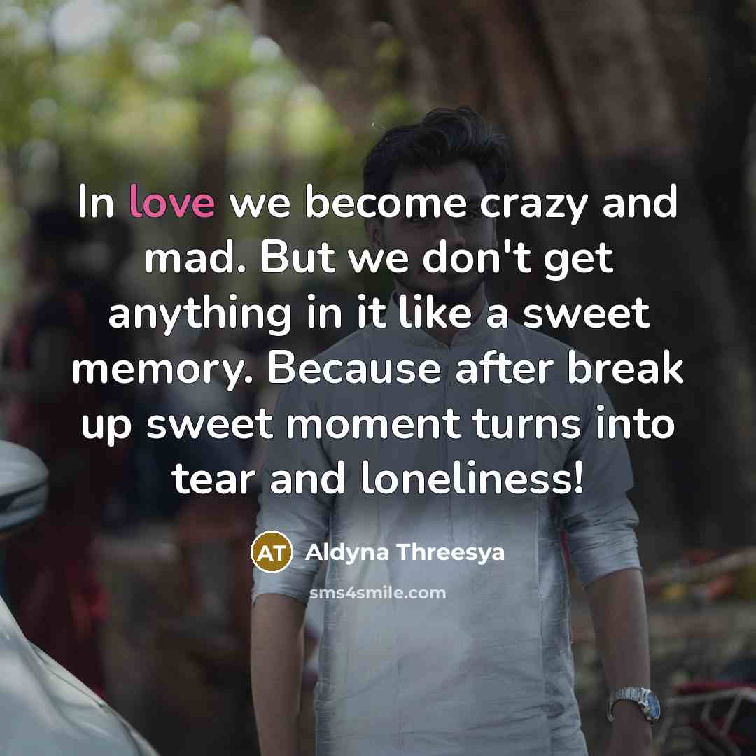 “In love we become crazy and mad. But we don't…” quote by Aldyna Threesya