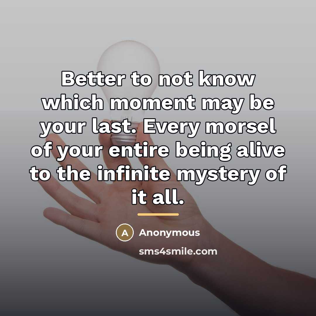 “Better to not know which moment may be your last.…” quote by Anonymous