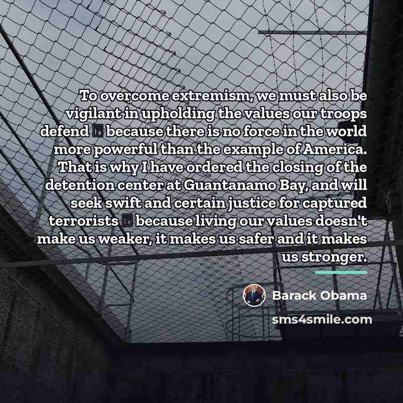 “To overcome extremism, we must also be vigilant in upholding…” quote by Barack Obama