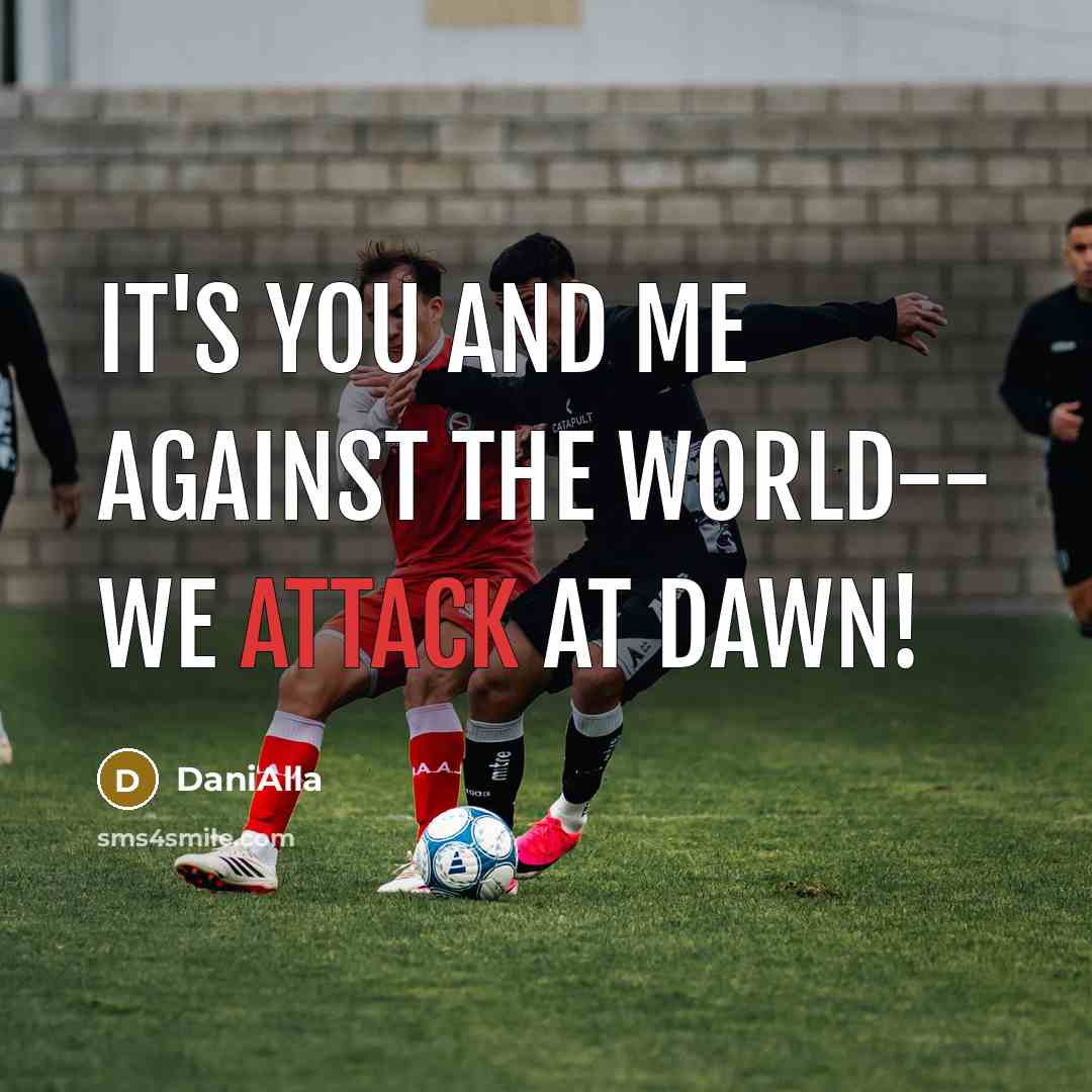 “It's you and me against the world-- we attack at dawn!” quote by DaniAlla