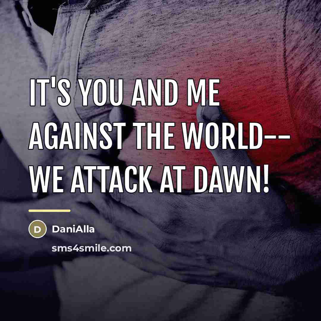 “It's you and me against the world-- we attack at…” quote by DaniAlla