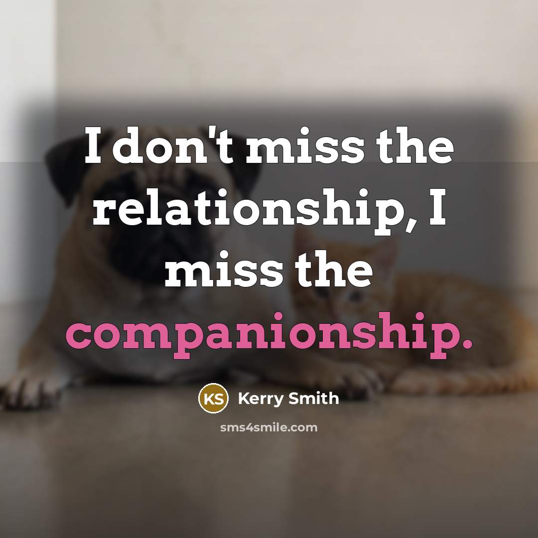 “I don't miss the relationship, I miss the companionship.” quote by Kerry Smith