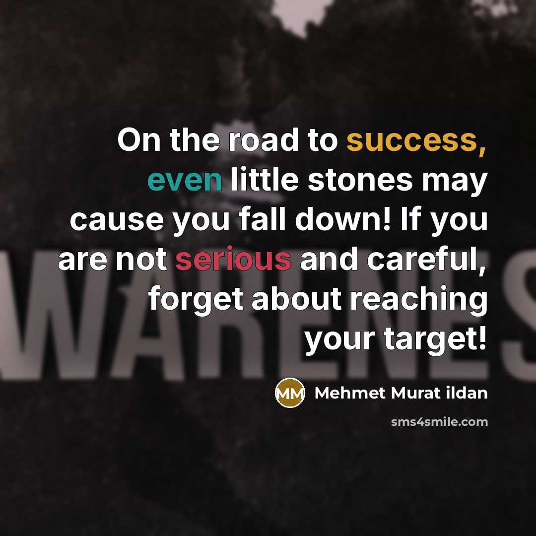 “On the road to success, even little stones may cause…” quote by Mehmet Murat Ildan