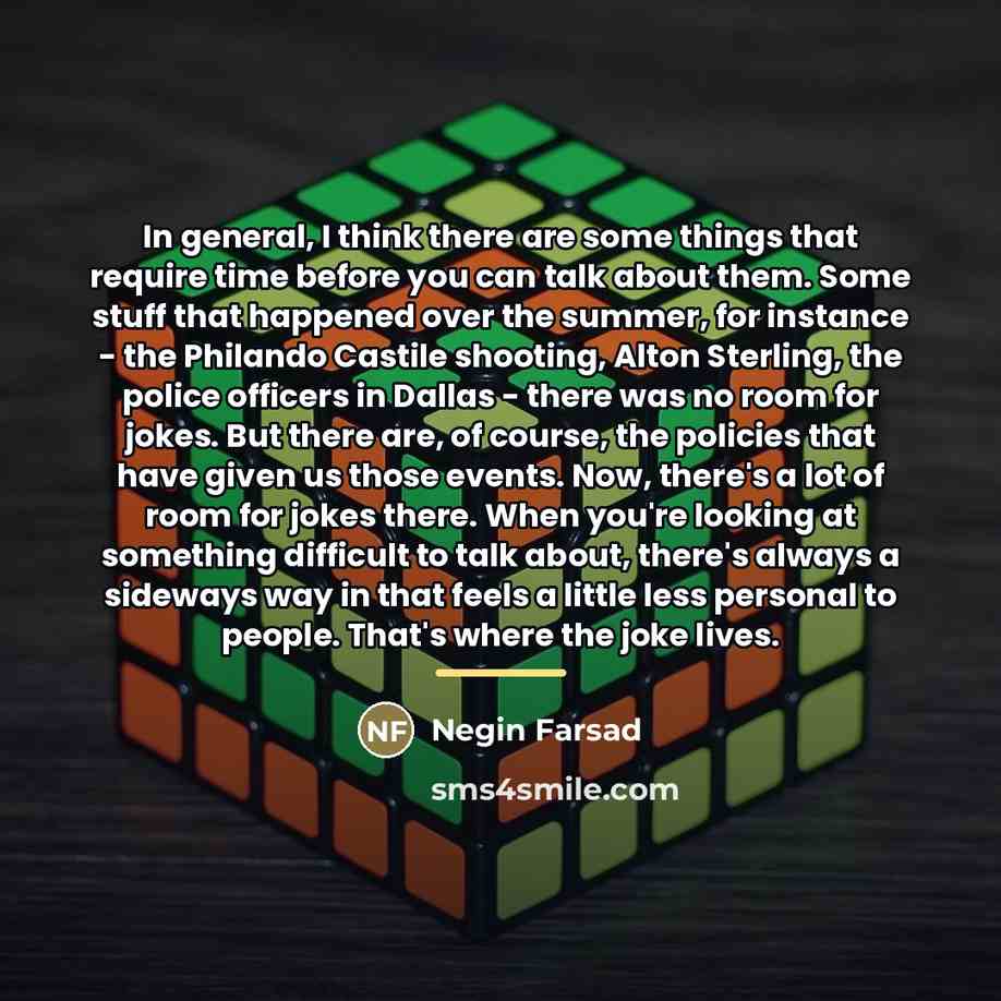“In general, I think there are some things that require…” quote by Negin Farsad