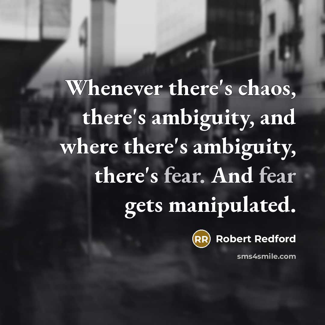 “Whenever there's chaos, there's ambiguity, and where there's ambiguity, there's…” quote by Robert Redford