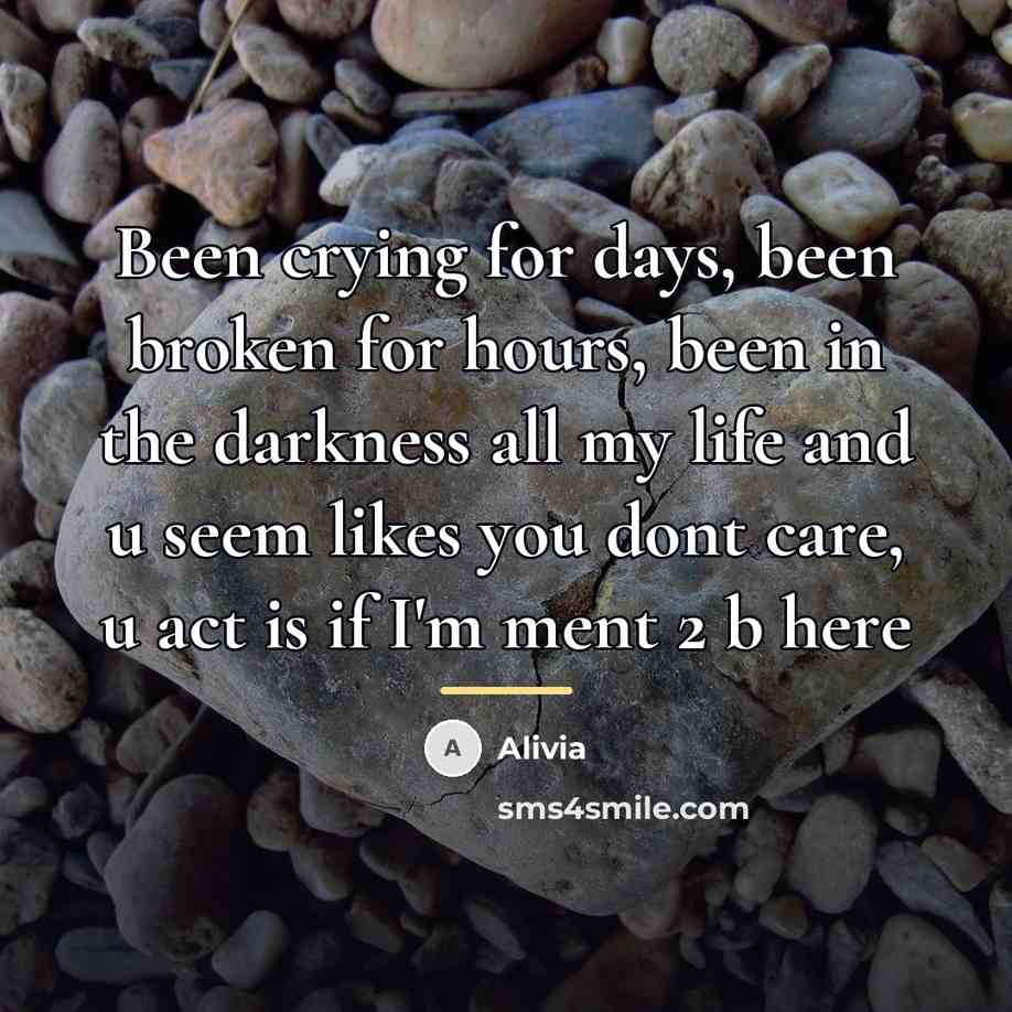 “Been crying for days, been broken for hours, been in…” quote by Alivia