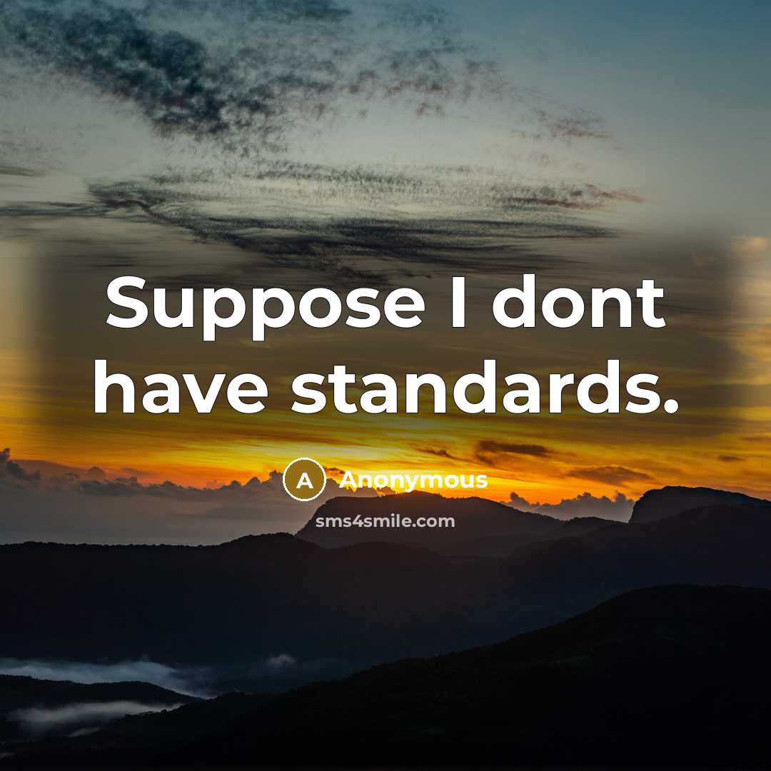 “Suppose I dont have standards.” quote by Anonymous