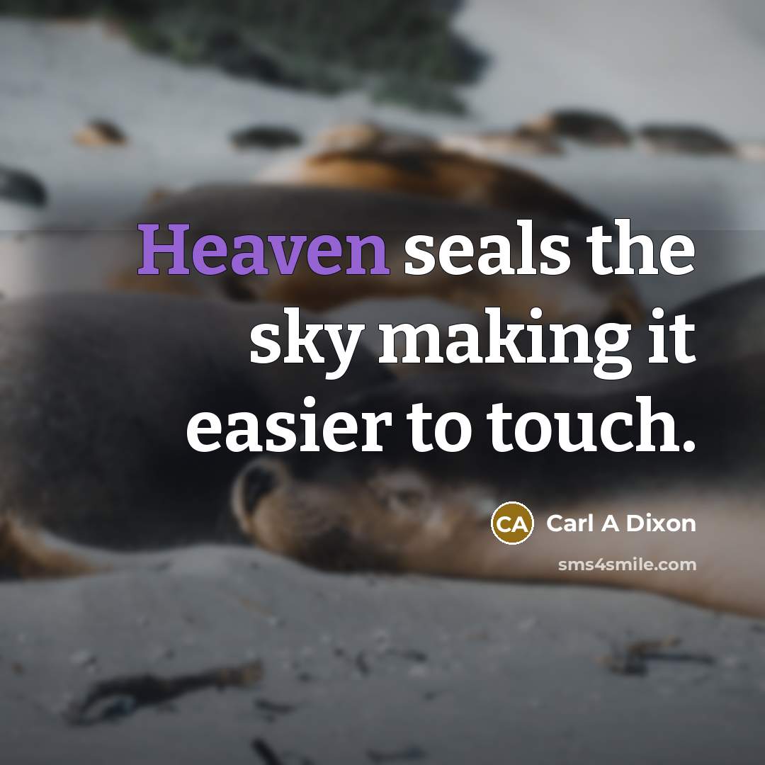“Heaven seals the sky making it easier to touch.…” quote by Carl A Dixon