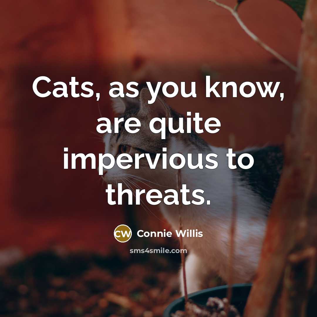 “Cats, as you know, are quite impervious to threats.…” quote by Connie Willis