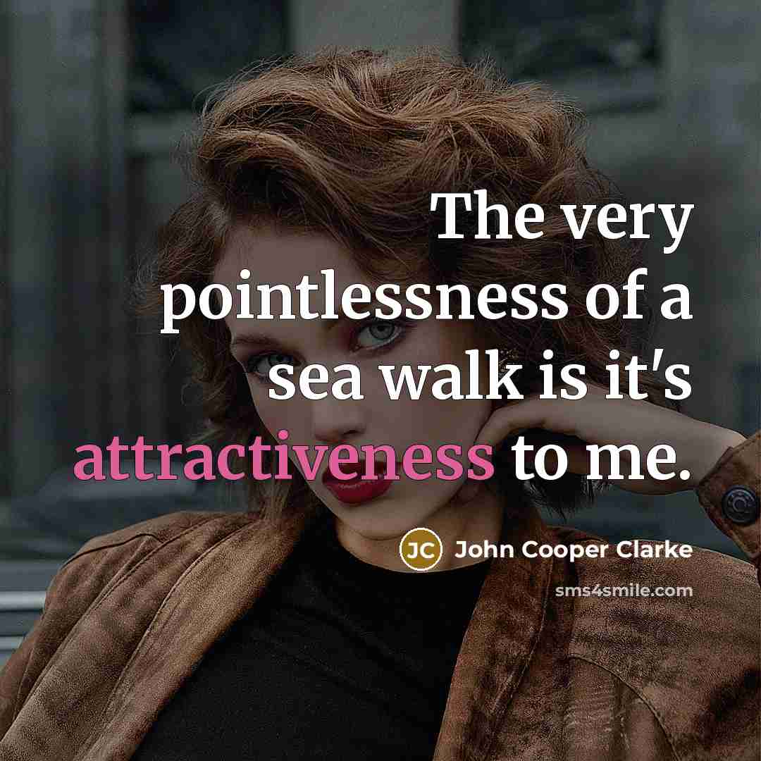 “The very pointlessness of a sea walk is it's attractiveness…” quote by John Cooper Clarke