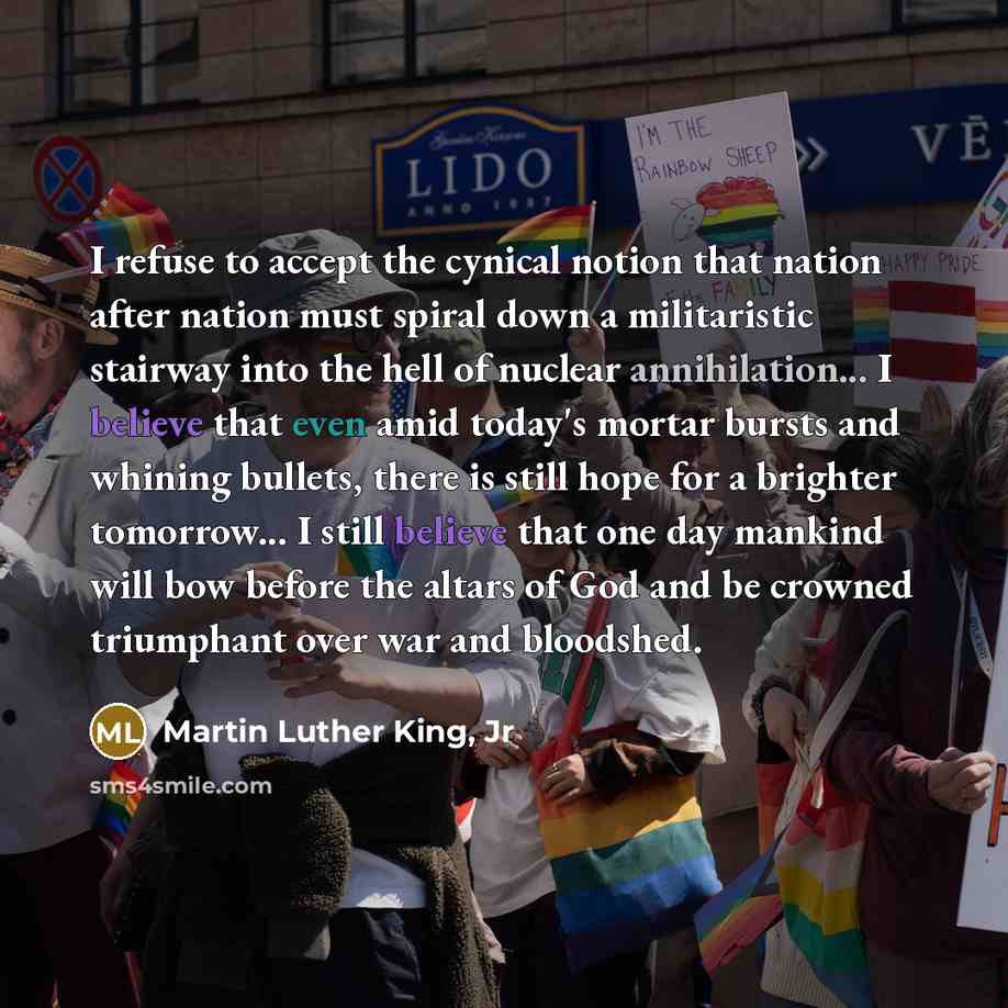 “I refuse to accept the cynical notion that nation after…” quote by Martin Luther King, Jr