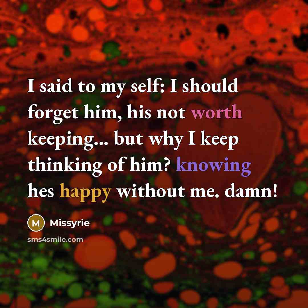 “I said to my self: I should forget him, his…” quote by Missyrie