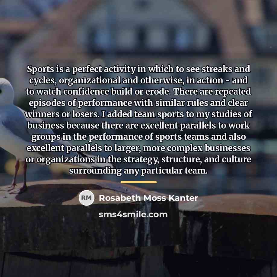 “Sports is a perfect activity in which to see streaks…” quote by Rosabeth Moss Kanter
