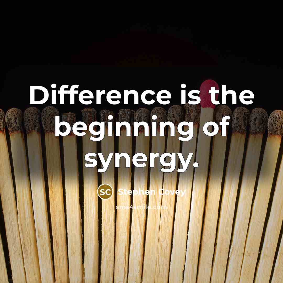 “Difference is the beginning of synergy.…” quote by Stephen Covey