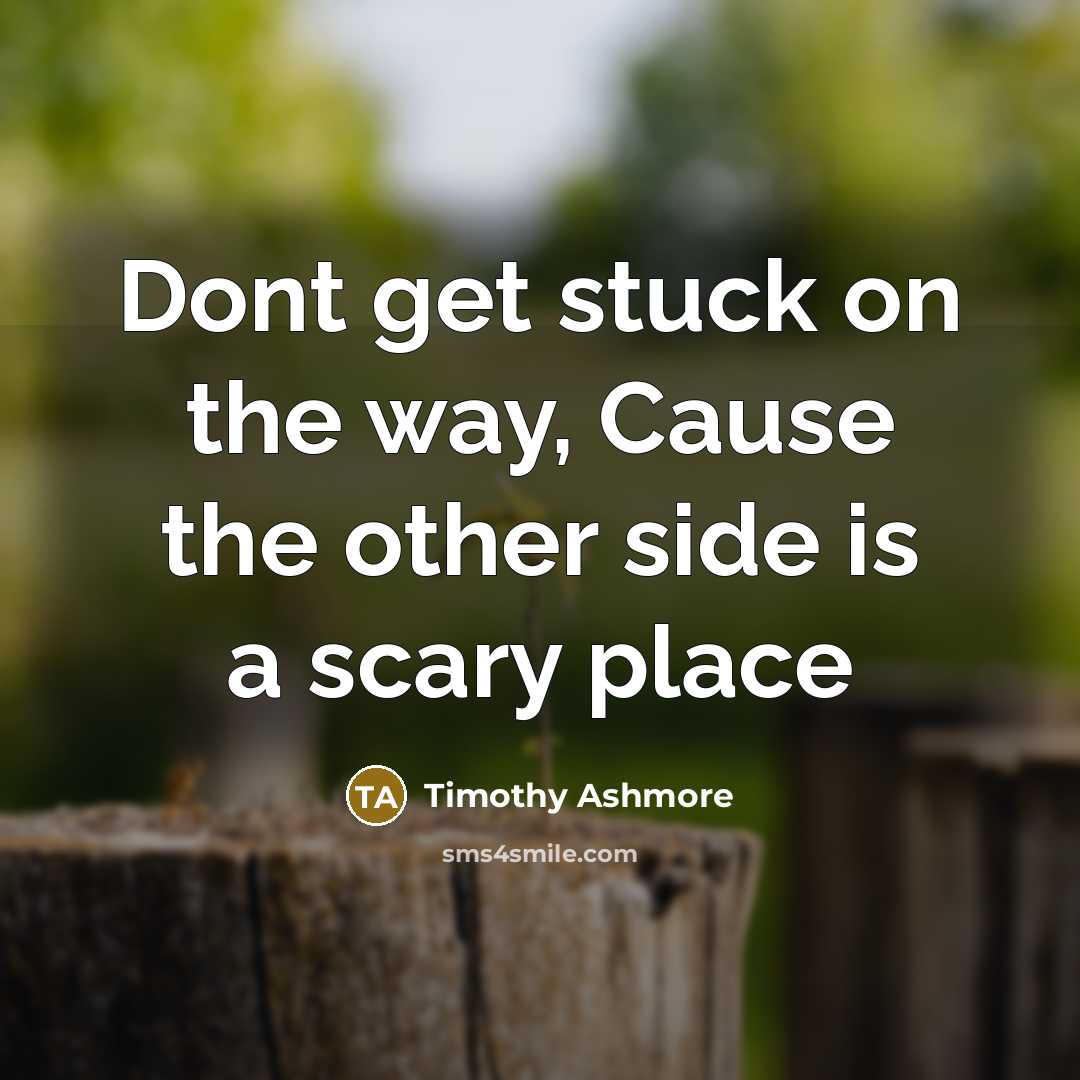 “Dont get stuck on the way, Cause the other side…” quote by Timothy Ashmore