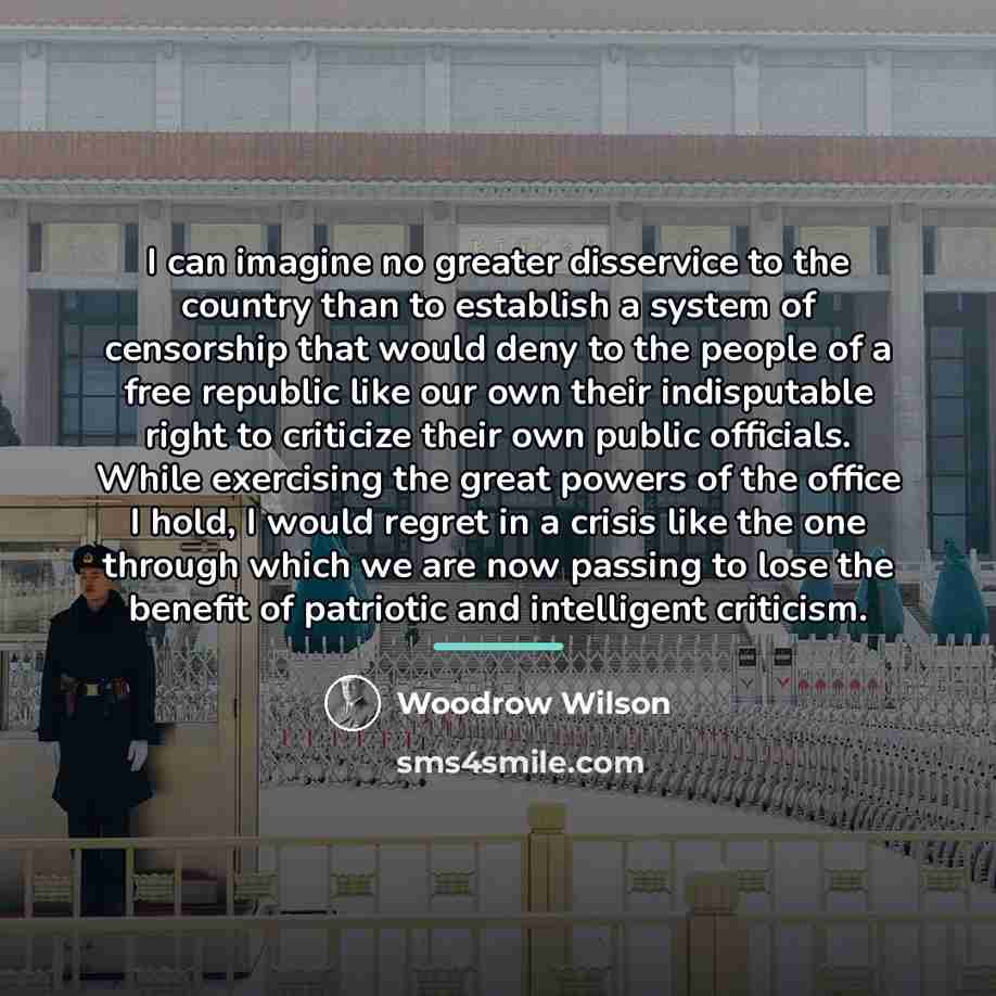 “I can imagine no greater disservice to the country than…” quote by Woodrow Wilson