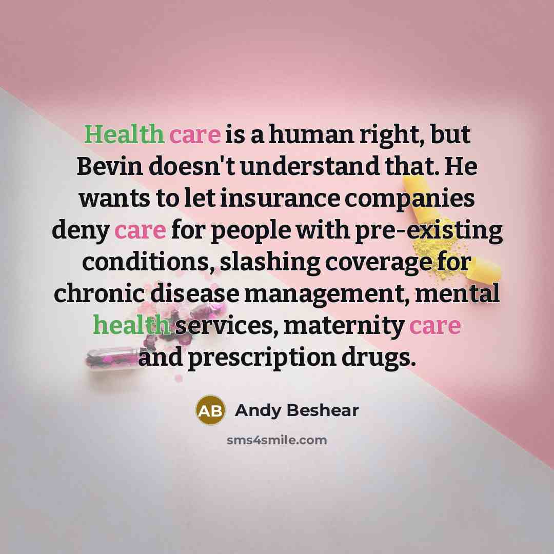 “Health care is a human right, but Bevin doesn't understand…” quote by Andy Beshear