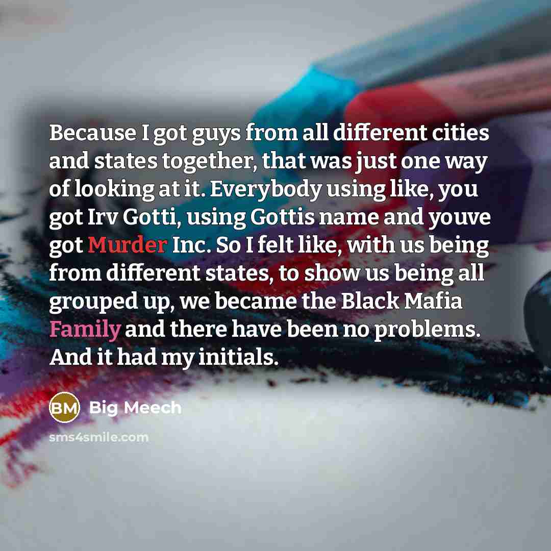 “Because I got guys from all different cities and states together, that was just one way of looking at it. Everybody using like, you got Irv Gotti, using Gottis name and youve got Murder Inc. So I felt like, with us being from different states, to show us being all grouped up, we became the Black…” quote by Big Meech