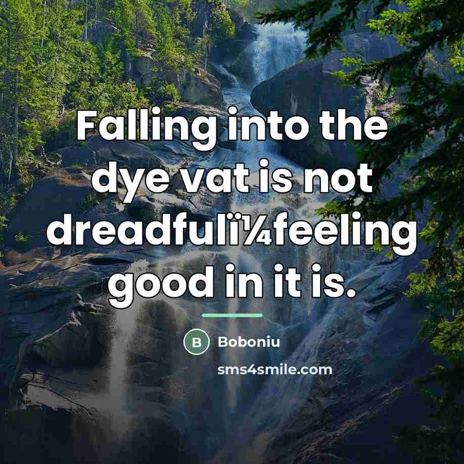 “Falling into the dye vat is not dreadfulï¼feeling good in…” quote by Boboniu