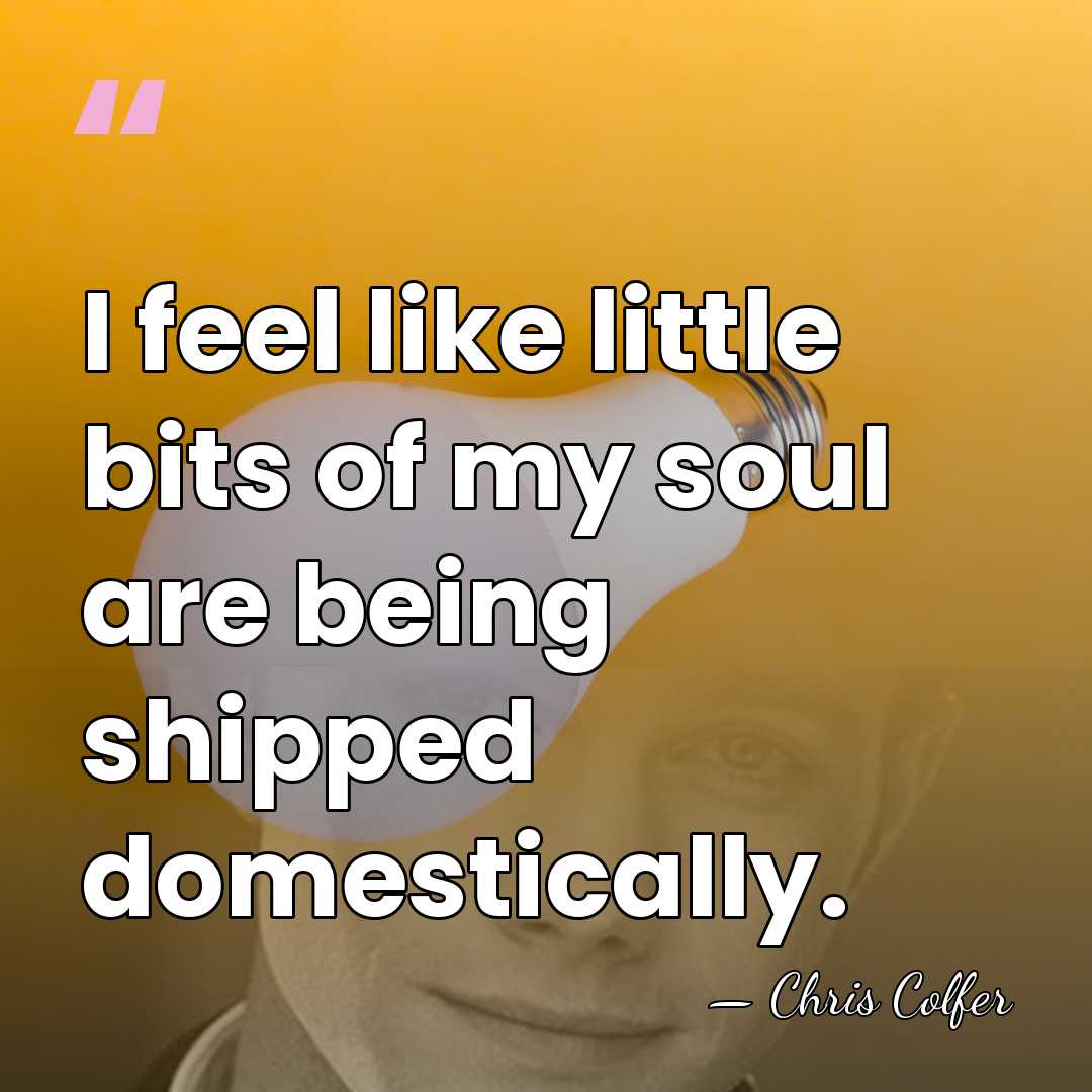 I feel like little bits of my soul are being shipped domestically. - Chris Colfer