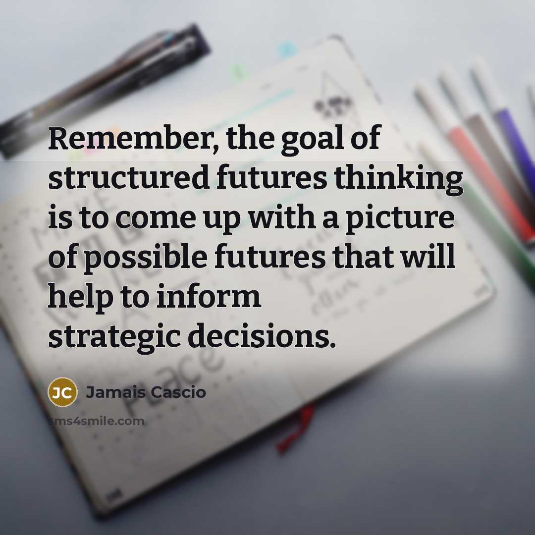 “Remember, the goal of structured futures thinking is to come…” quote by Jamais Cascio