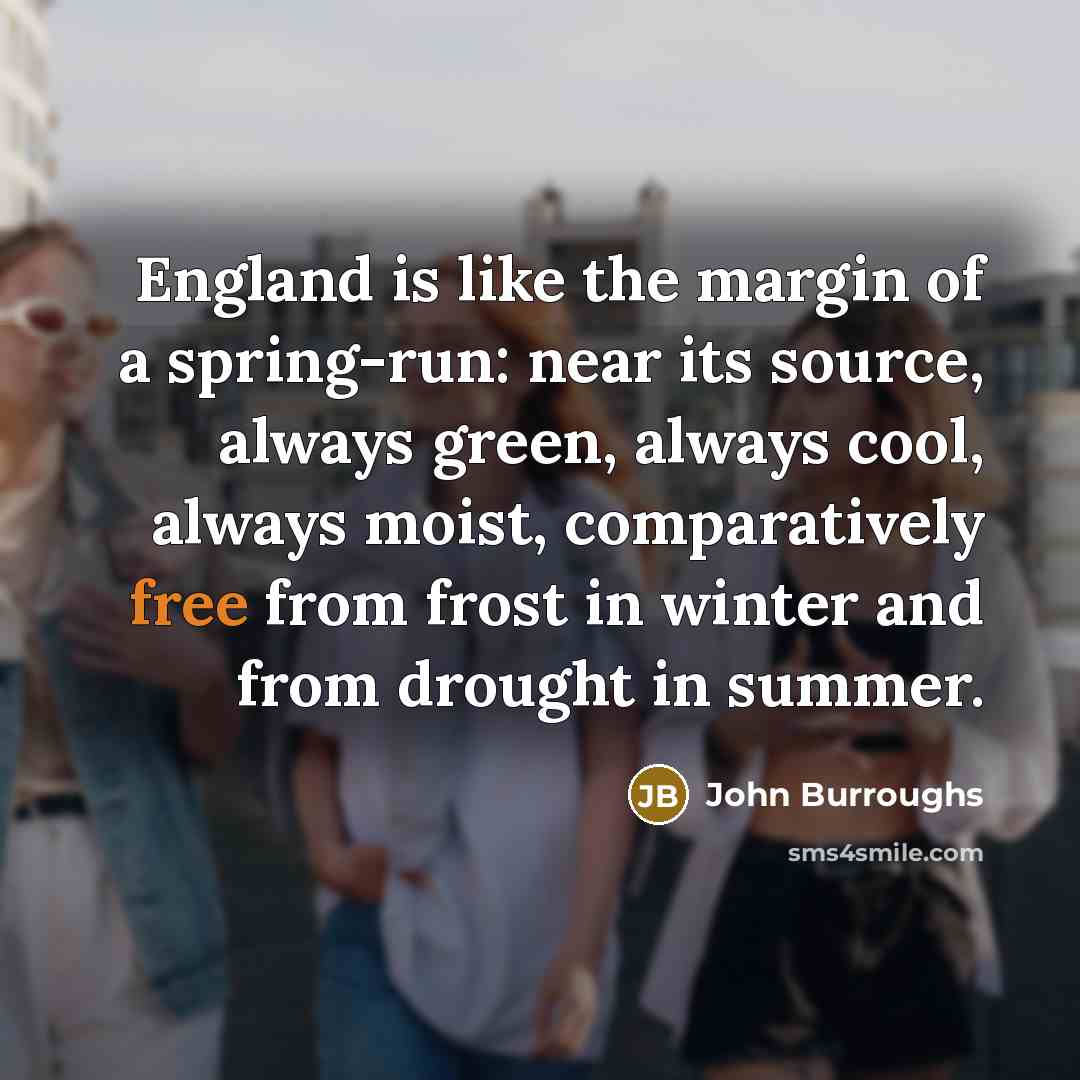 “England is like the margin of a spring-run: near its…” quote by John Burroughs