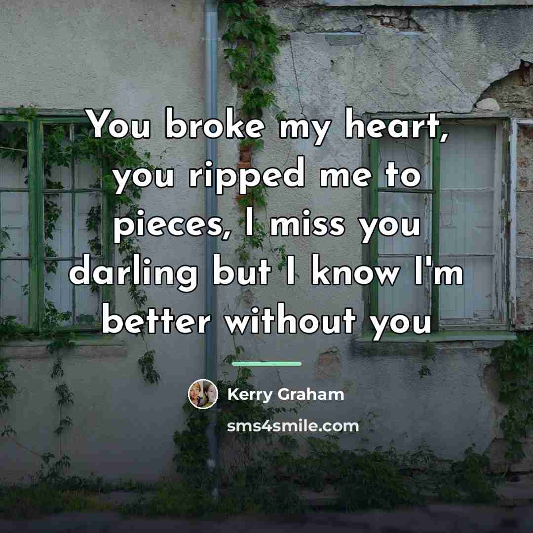 “You broke my heart, you ripped me to pieces, I…” quote by Kerry Graham
